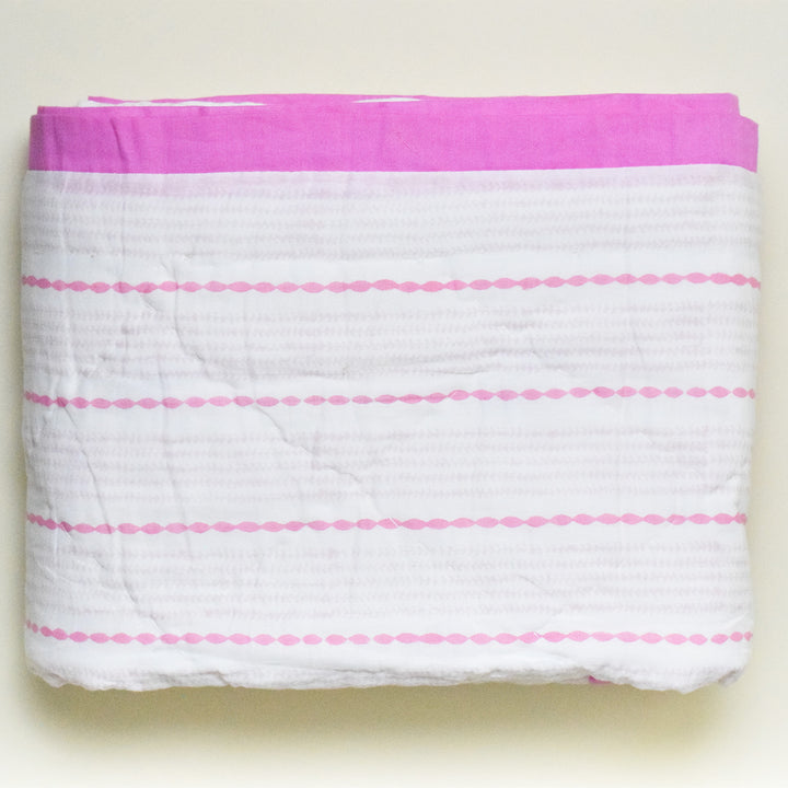 Hand Block Printed Coral Bloom Quilt/Comforter