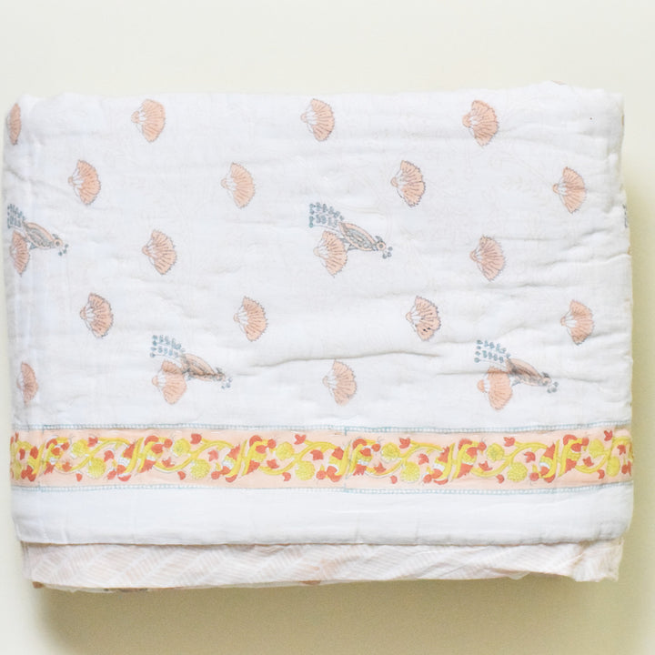 Hand Block Printed Seaside Treasure Quilt/Comforter