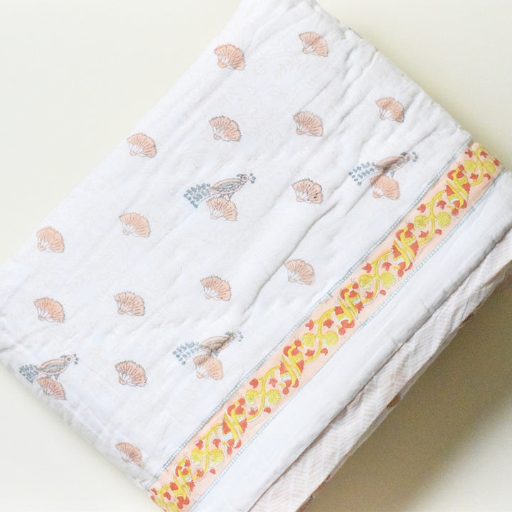 Hand Block Printed Seaside Treasure Quilt/Comforter
