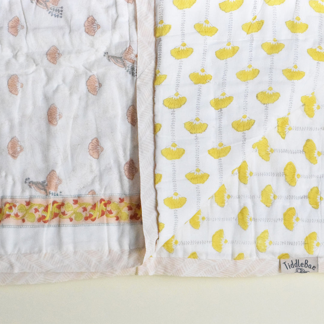Hand Block Printed Seaside Treasure Quilt/Comforter