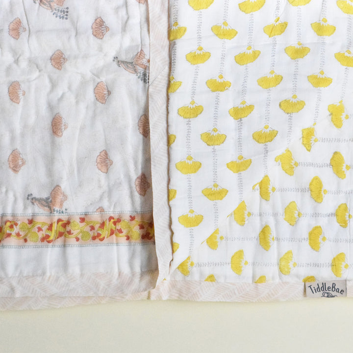 Hand Block Printed Seaside Treasure Quilt/Comforter