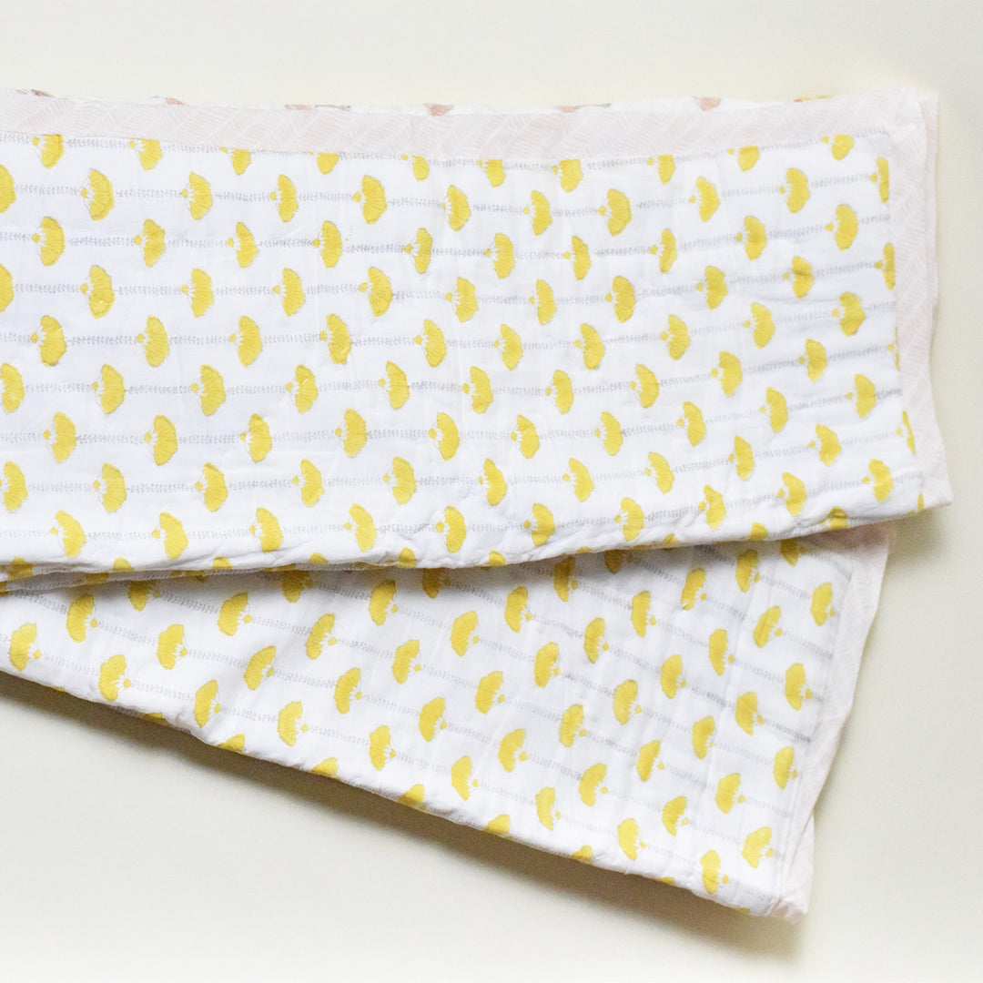 Hand Block Printed Seaside Treasure Quilt/Comforter