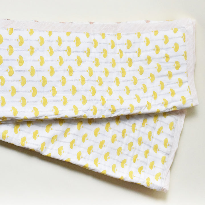 Hand Block Printed Seaside Treasure Quilt/Comforter