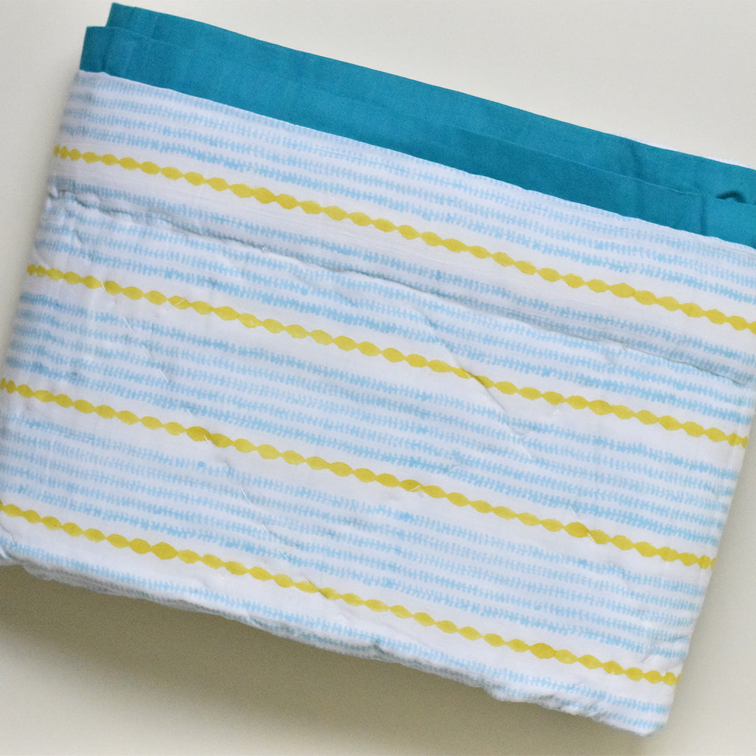 Hand Block Printed Ocean Petals Quilt/Comforter