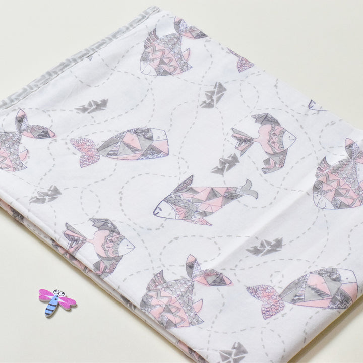 Greyscale Aquarium Block Printed Premium Cotton Baby Dohar