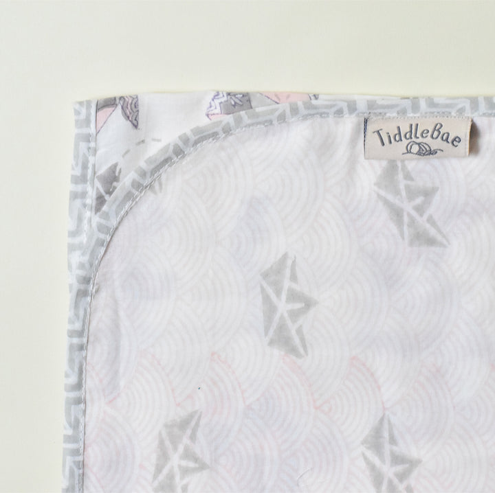 Greyscale Aquarium Block Printed Premium Cotton Baby Dohar