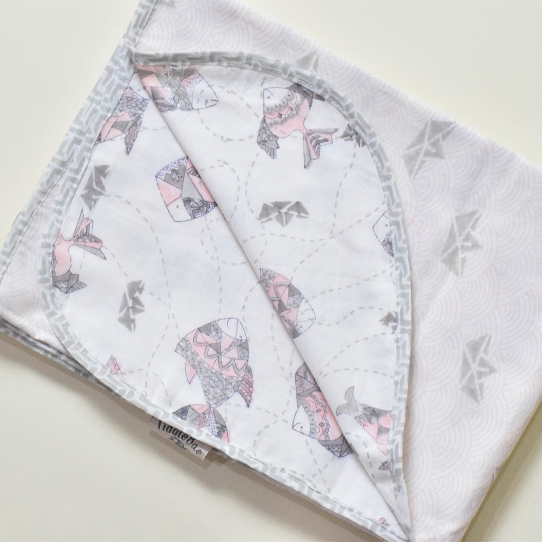Greyscale Aquarium Block Printed Premium Cotton Baby Dohar