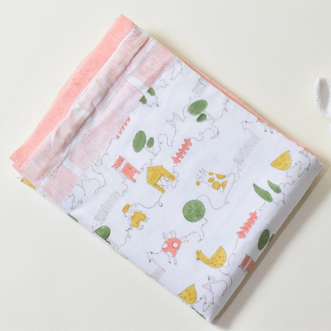 Farm Friends Block Printed Premium Cotton Baby Dohar