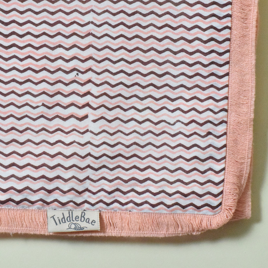 Pink Puffy Block Printed Premium Cotton Baby Dohar