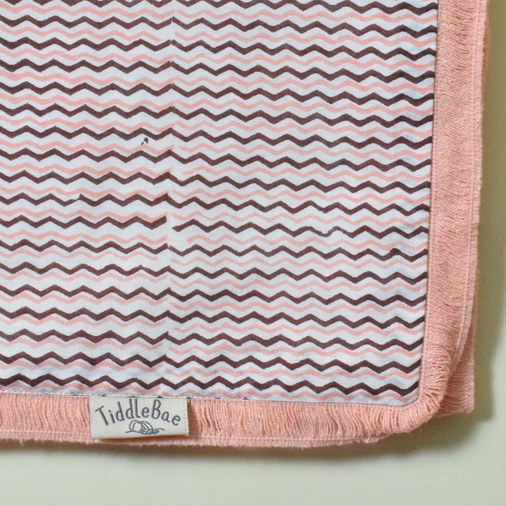 Pink Puffy Block Printed Premium Cotton Baby Dohar