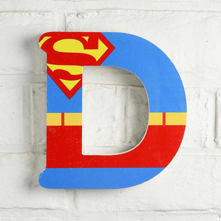 Handmade Superman Theme MDF Wood 3D Wall Letter For Kids - D