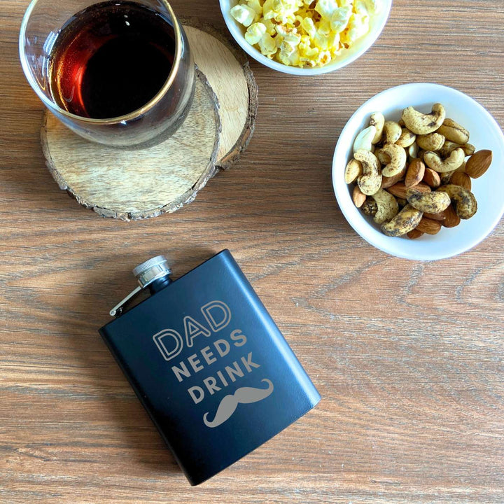 Customized Handmade Engraved Dad Needs Drink Stainless Steel Hip Flask