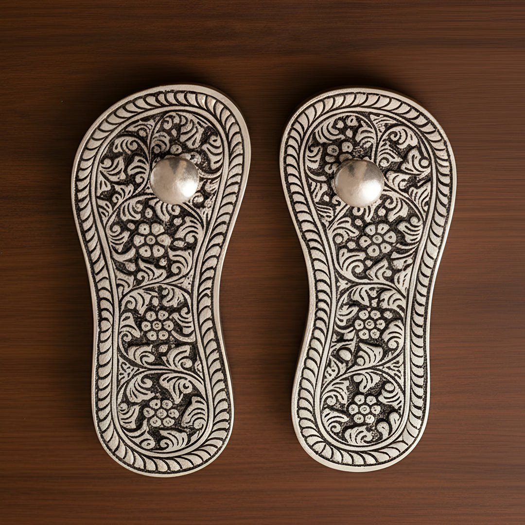 Decorative German Silver Coated Lakshmi Charan