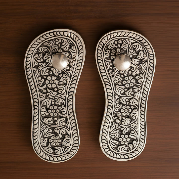 Decorative German Silver Coated Lakshmi Charan