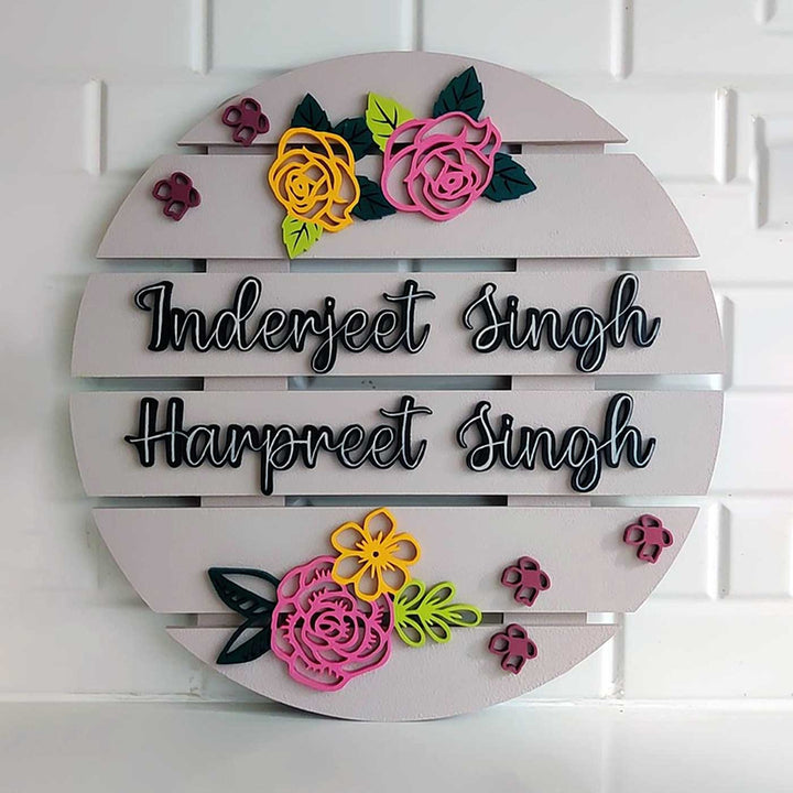 Handcrafted Personalized MDF Floral Nameplate