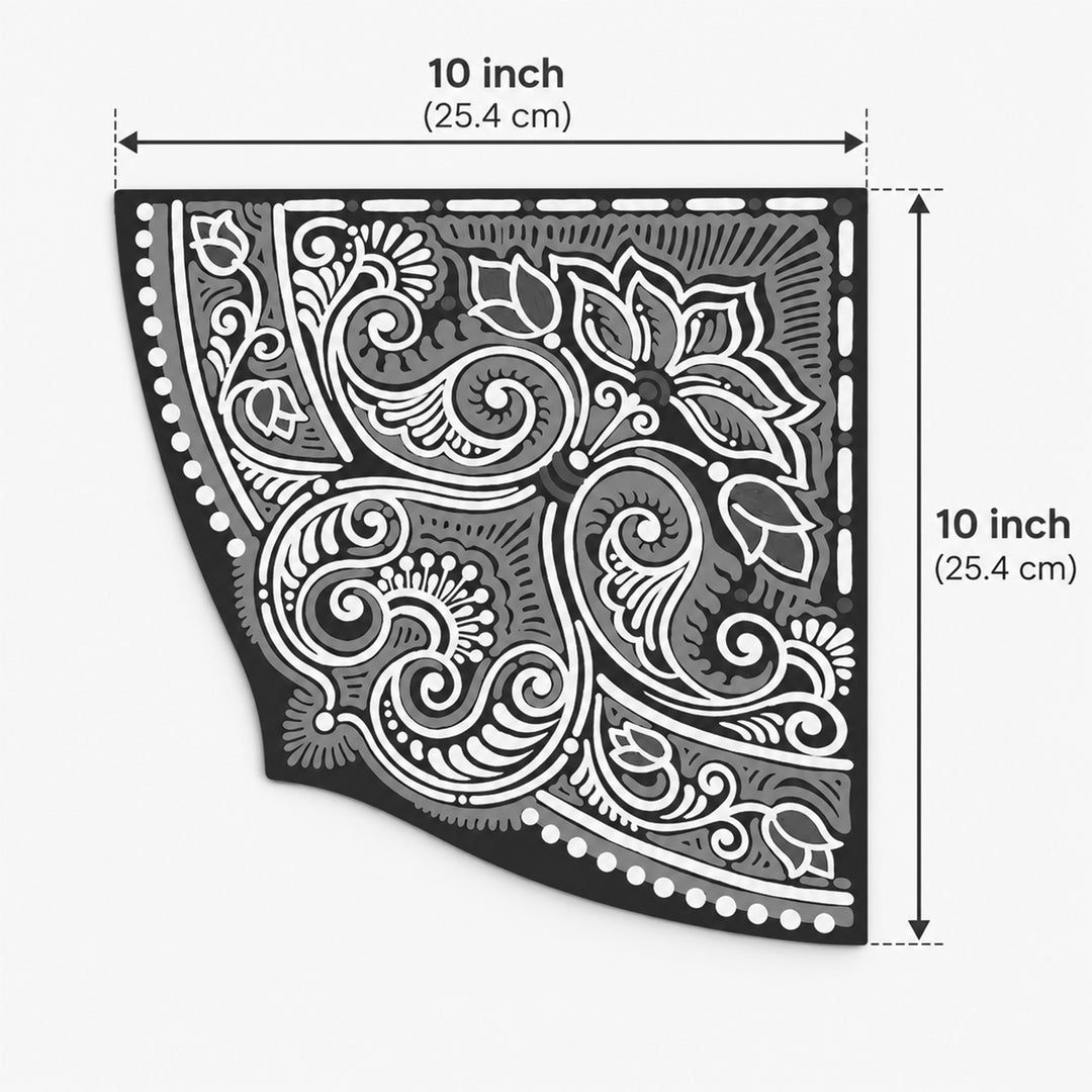 2 pc | 10 Inch | Reusable Handmade Madhobi Corner Fabric Rangoli Mat for Festive Entrance Decor