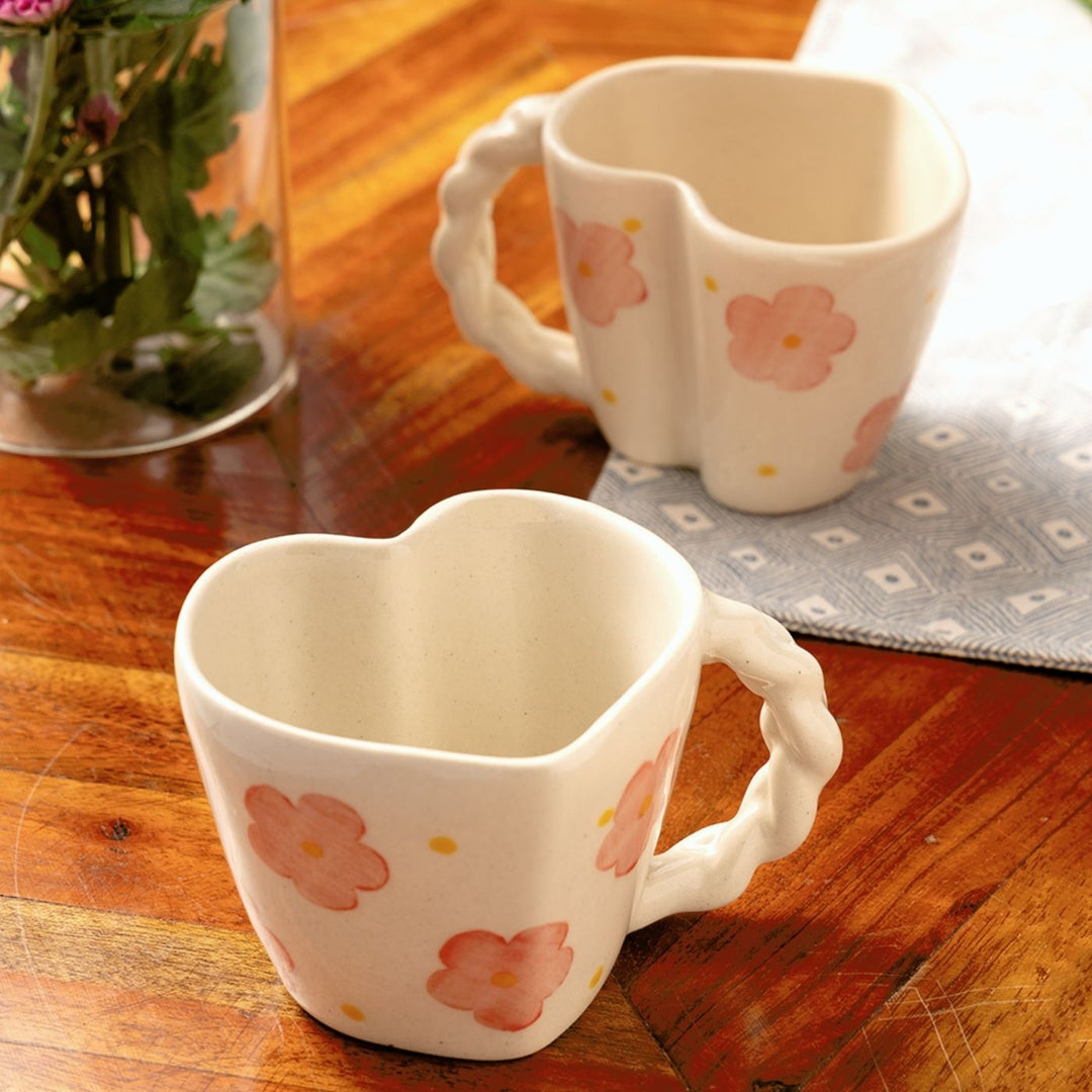 Handpainted Dil Mil Heart Shape Mug | Set of 2