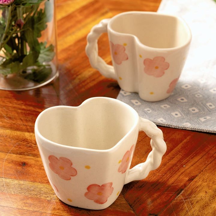Handpainted Dil Mil Heart Shape Mug | Set of 2