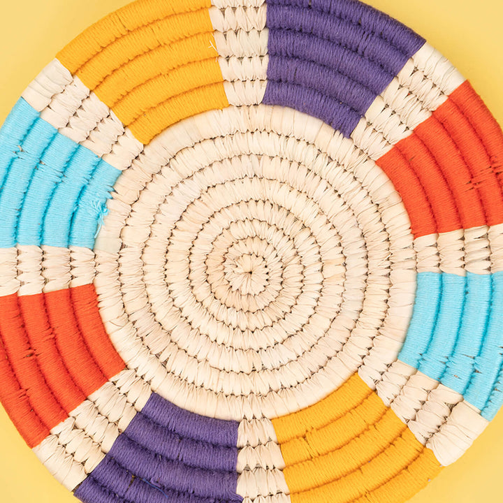 Handcrafted Sabai Grass Multi-coloured Rays Wall Plate