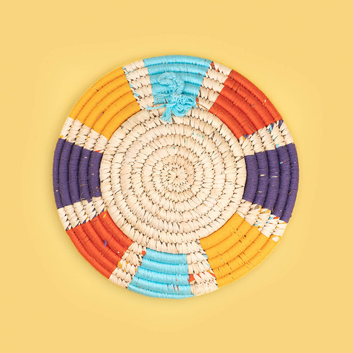 Handcrafted Sabai Grass Multi-coloured Rays Wall Plate