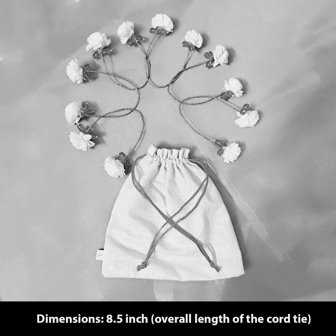 6 Pc | Handmade Shola Flower & Glass Bead Orange Napkin Holder Set For Festive Table Decor