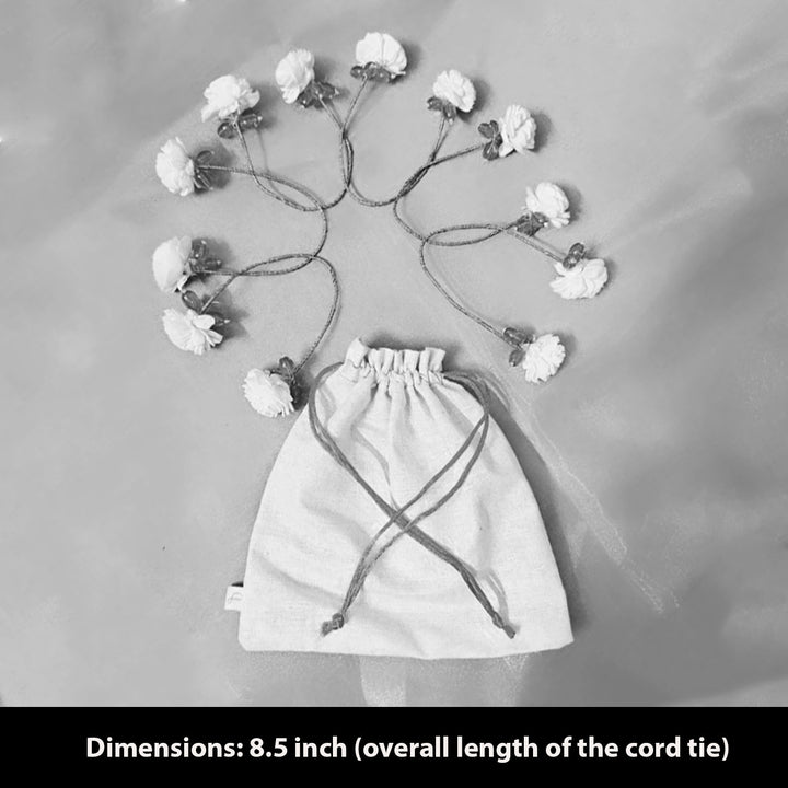 6 Pc | Handmade Shola Flower & Glass Bead Orange Napkin Holder Set For Festive Table Decor