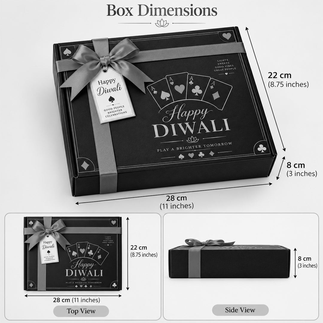 Royal Cards Poker Theme Urli Candle, Tealight & Mithai Diwali Gift Hamper