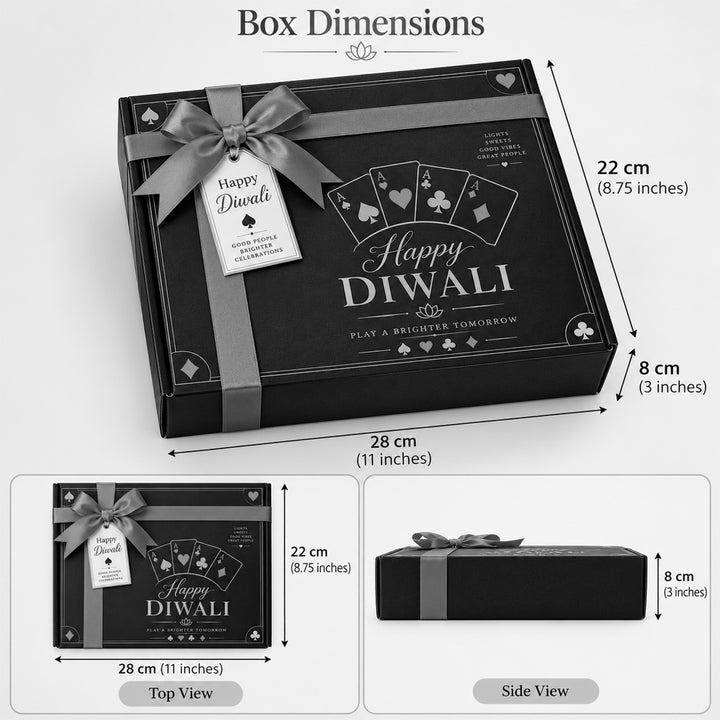 Royal Cards Poker Theme Urli Candle, Tealight & Mithai Diwali Gift Hamper