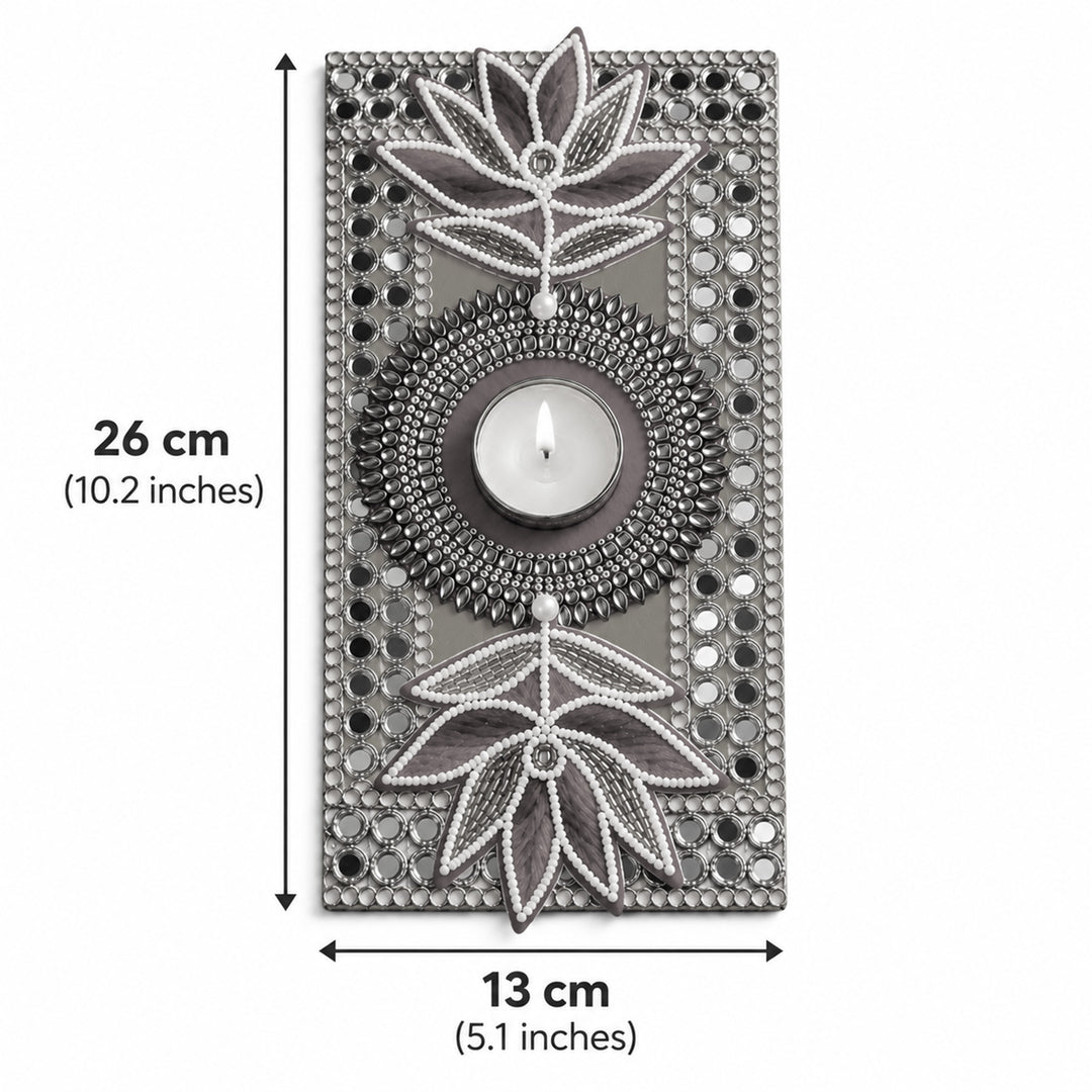 Hand Embellished Lotus Felt Table Mat With Tealight Holder For Festive Table Decor