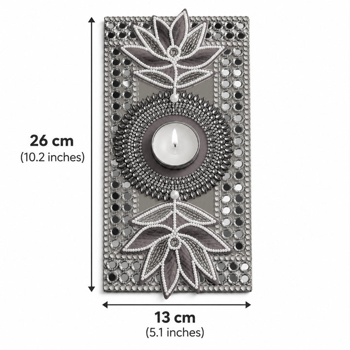 Hand Embellished Lotus Felt Table Mat With Tealight Holder For Festive Table Decor