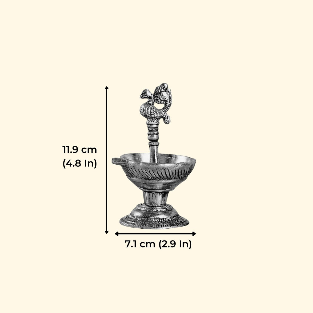 Handmade Decorative Peacock Aluminium Oil Lamp / Diya