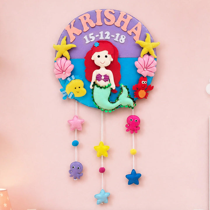 Personalised Little Mermaid Kids Felt Name Plate