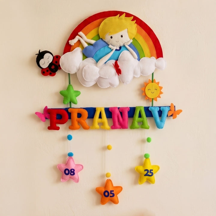 Personalised Rainbow Wonderland Kids Felt Name Plate