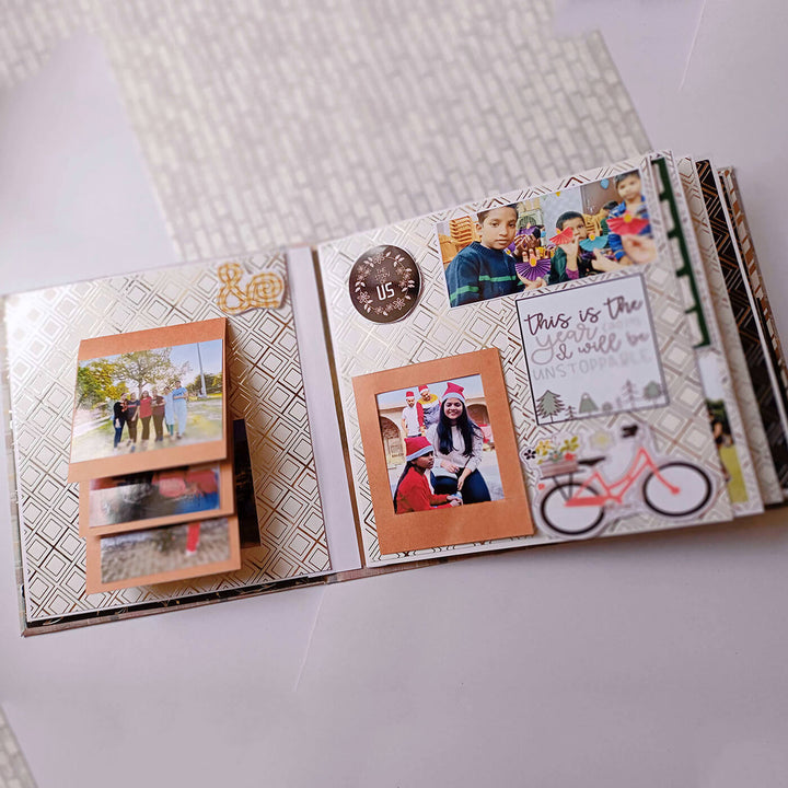 Handcrafted Gold & Silver Embossed Scrapbook Personalized With Your Photos & Messages
