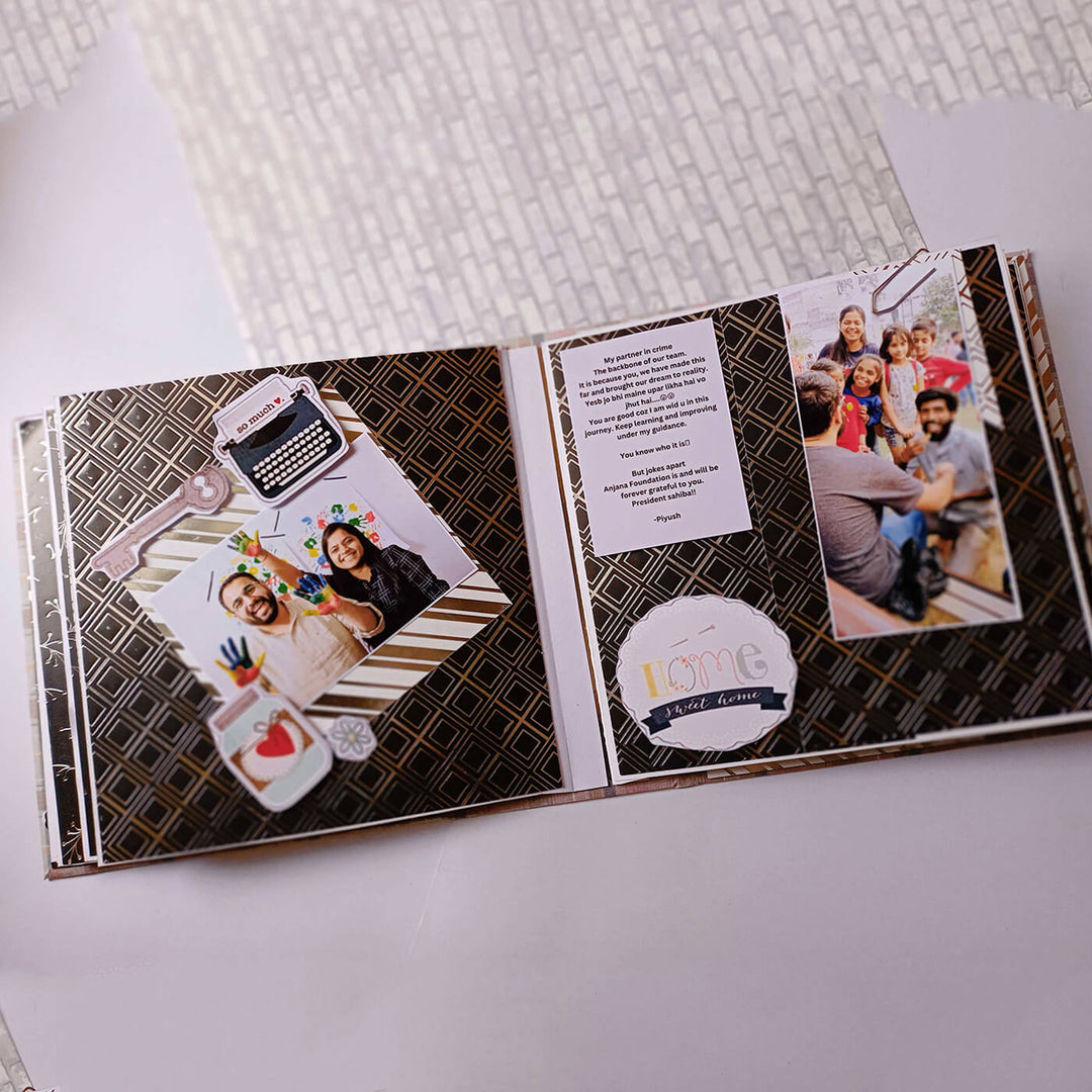 Handcrafted Gold & Silver Embossed Scrapbook Personalized With Your Photos & Messages