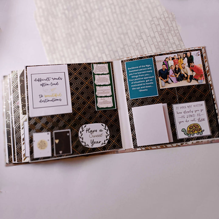 Handcrafted Gold & Silver Embossed Scrapbook Personalized With Your Photos & Messages