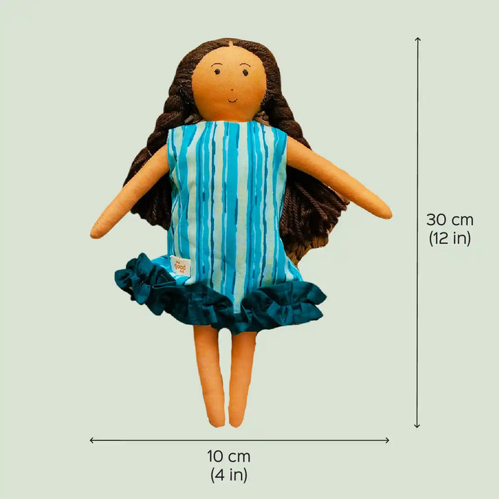 Nilah in Frill Dress With Changeable Outfits | Soft Hand-Stitched Sustainable Indian Play Doll