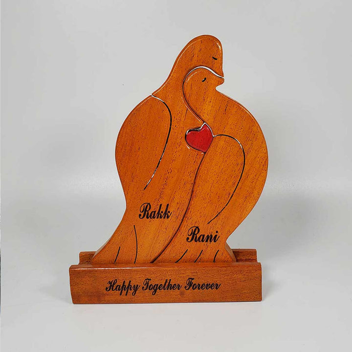 Personalized Dove Couple Neem Wood Figurine Keepsake