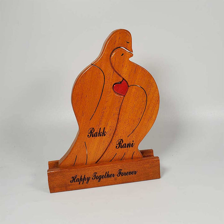 Personalized Dove Couple Neem Wood Figurine Keepsake