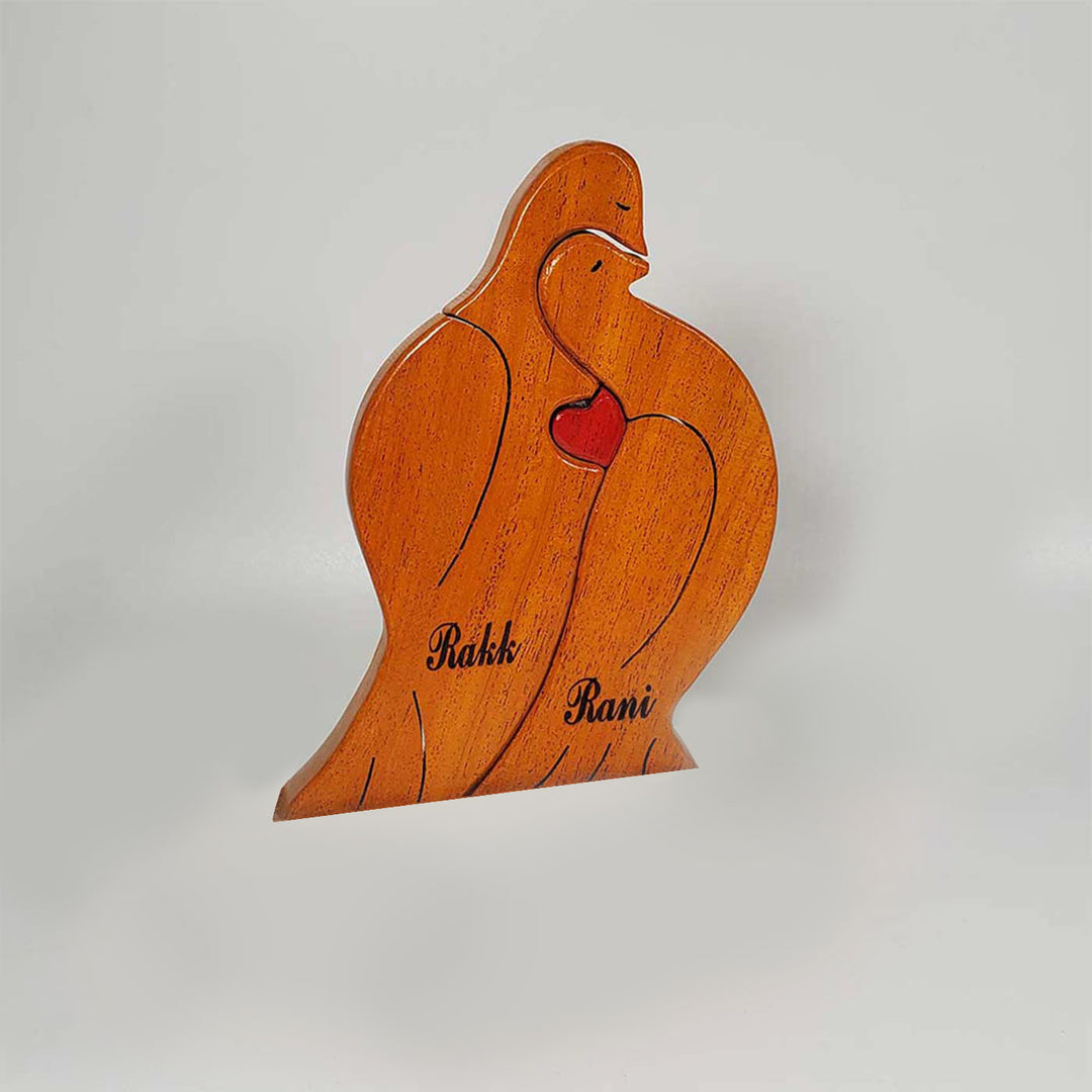 Personalized Dove Couple Neem Wood Figurine Keepsake