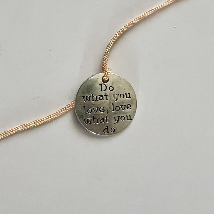 Engraved "Do What You Love What You Do" Quote Metal Charm Rakhi With Roli Chawal for Brother