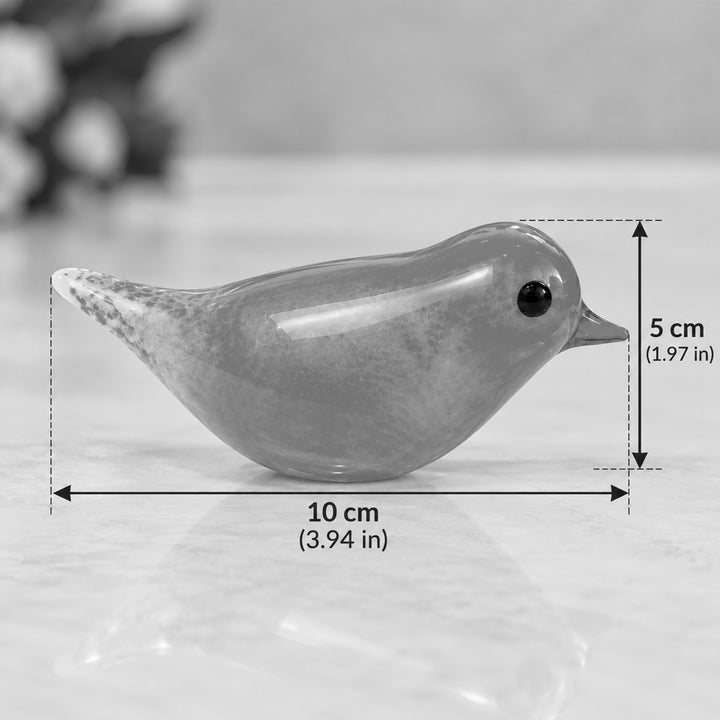 Blown Glass Red & White Ombre Bird Figurine For Home Decor