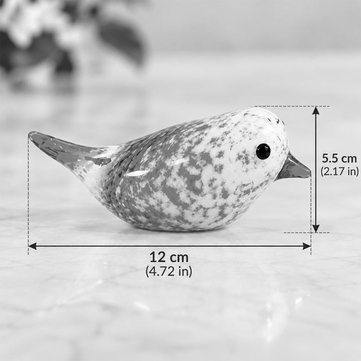 Blown Glass Blue Speckled Bird Figurine For Home Decor