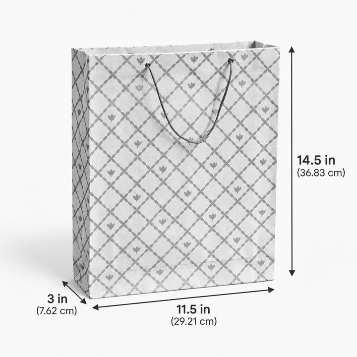 "Fishscale" Handmade Golden Screen Printed Medium Paper Bag For Festive Gifting