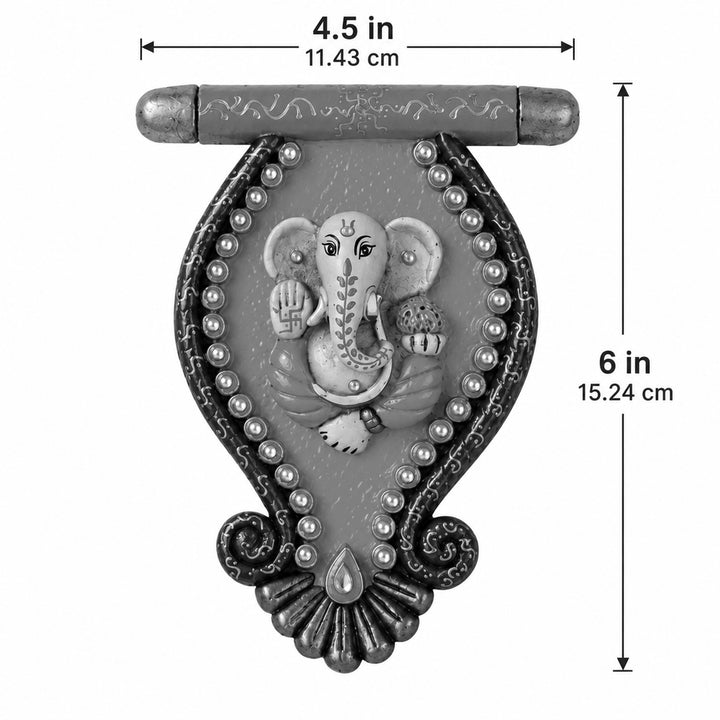 Pankhi Ganesh Handcrafted Paper Mache Wall Decor With Hook Mount For Pooja Room Decoration