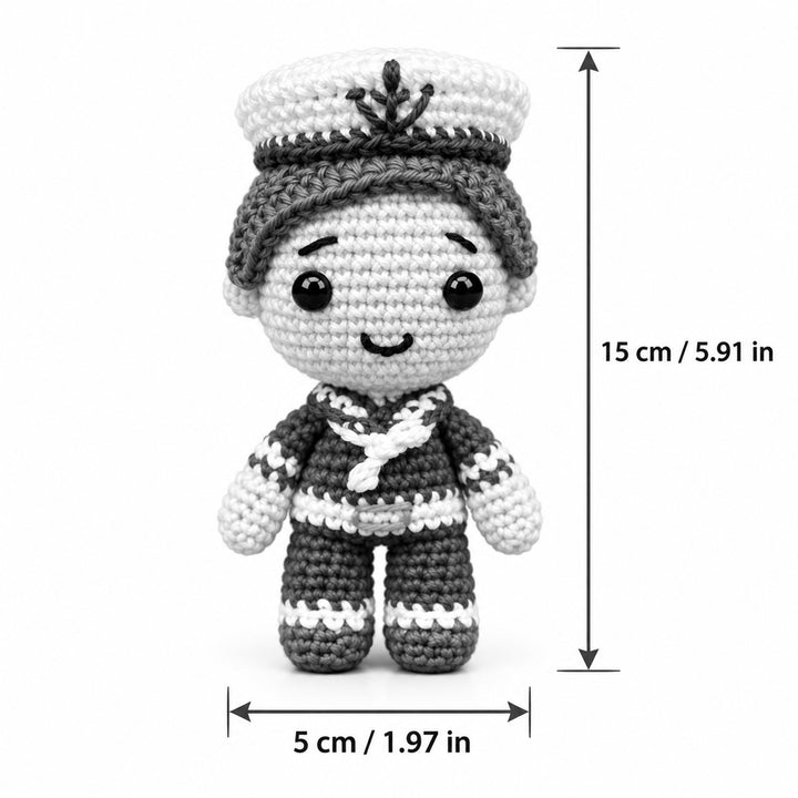 Photo Personalized Handmade Sailor Man Crochet Cotton Golu Doll For Gifting