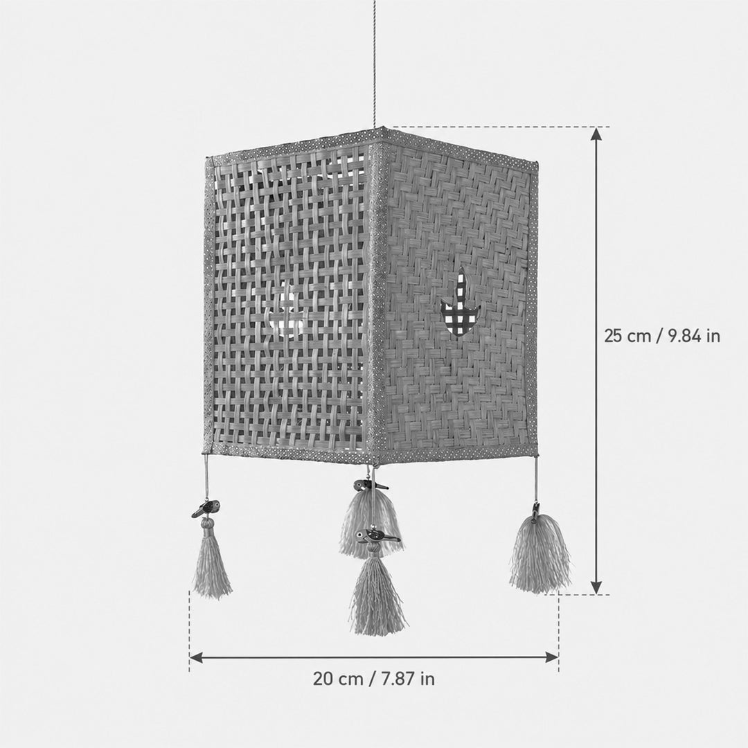 "Noor" Jaali Handwoven Red Bamboo Kandil / Lampshade For Festive Decor