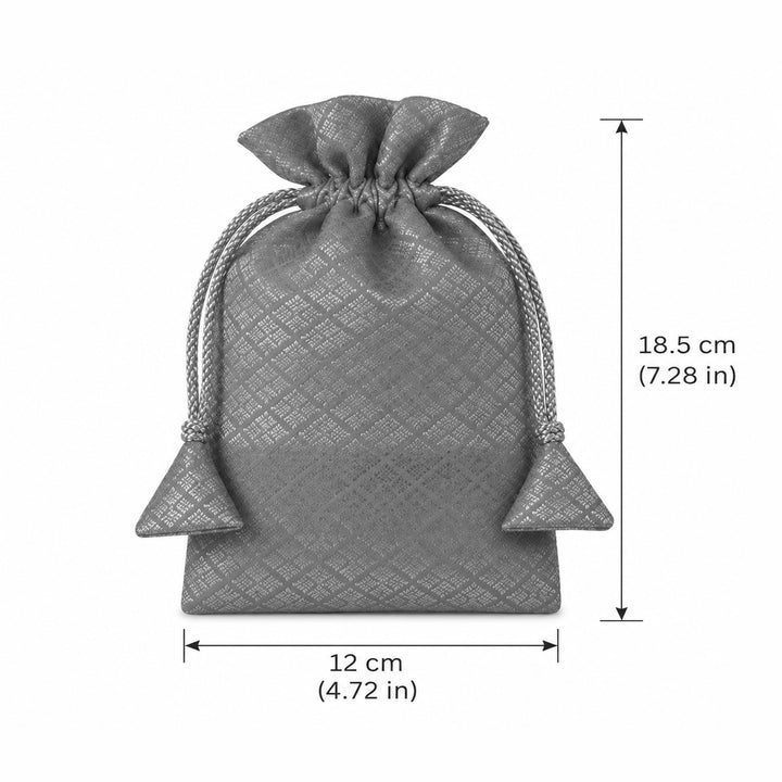 Set Of 3 | Zari Work Assorted Art Silk Drawstring Potli For Festive Gifting