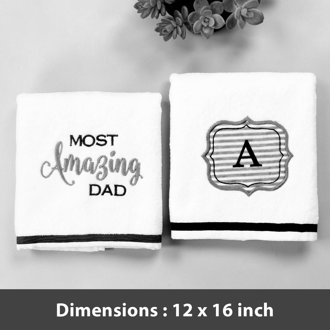 Elegant Detailed Embroidered Towel Set For Dad | Pack of 2