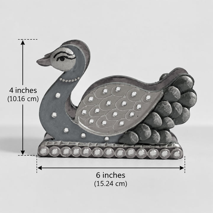 Paper Mache Peacock Handpainted MDF Napkin Holder For Festive Dining